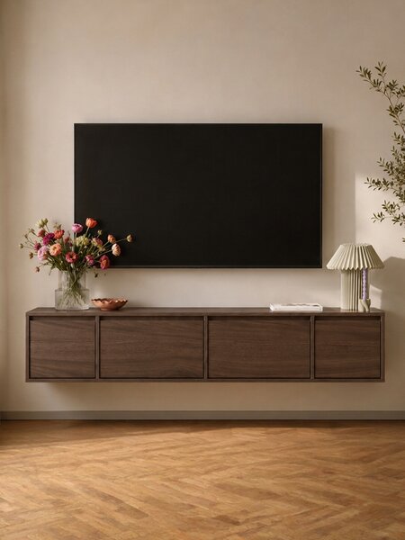 Comodă TV suspendată cu patru uși Zolia 180 cm - nuc elegant