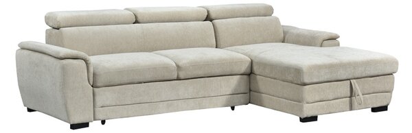 Coltar extensibil pe dreapta cu spatiu de depozitare, Dreamora, Bej, 167x270x82 cm