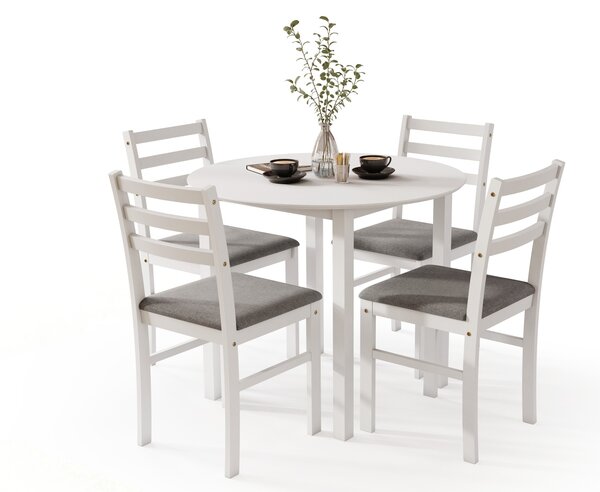 MAZZONI EXPORT Set TORINO Masă rotundă + 4 scaune Alb / Gri Deschis