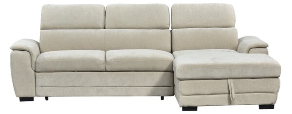 Coltar extensibil pe dreapta cu spatiu de depozitare, Dreamora, Bej, 167x270x82 cm