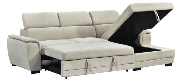 Coltar extensibil pe dreapta cu spatiu de depozitare, Dreamora, Bej, 167x270x82 cm