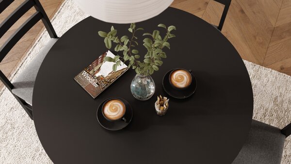 Set TORINO Masă rotundă + 4 scaune Negru / Gri Deschis