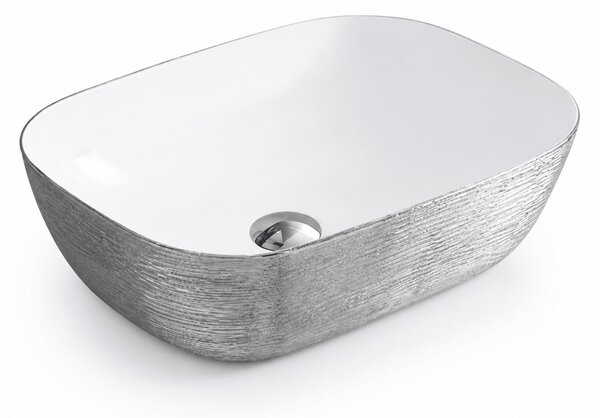 Lavoar baie pe blat 8217PS ceramica alba premium Argintiu