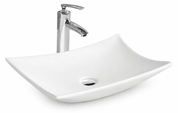 Lavoar baie dreptunghiular pe blat ceramica alb lucios