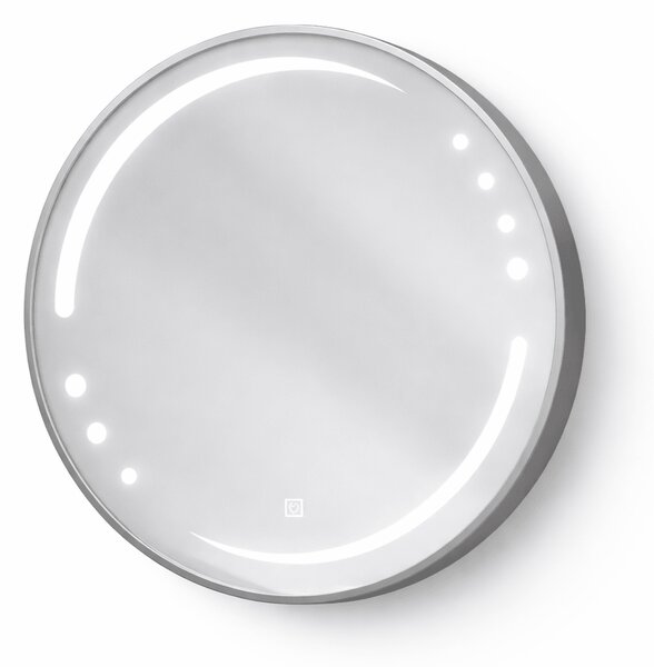 Oglinda LED rotunda 6911 Ø70, rama aluminiu argintiu