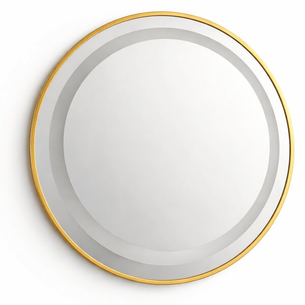 Oglinda LED rotunda 6918 Ø70 rama aluminiu aurie senzor tactil