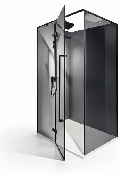 Cabina dus HYDRA 80x120 dreptunghiulara, geam fumuriu securizat 8 mm, profil negru mat