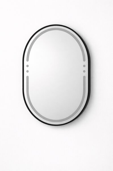 Oglinda LED 608 60x80 cm rama aluminiu neagra