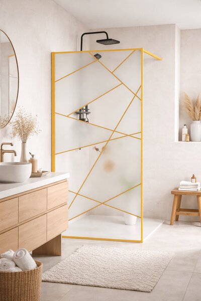 Paravan dus walk-in sticla securizata 8 mm Laser Gold 90x190