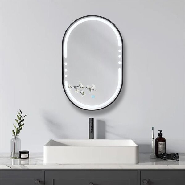 Oglinda LED 608 60x80 cm rama aluminiu neagra