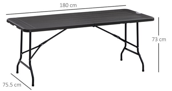 Outsunny Masă de Grădină Pliabilă pentru 6 Persoane, 180x75,5x73 cm, Gri Închis | Aosom Romania