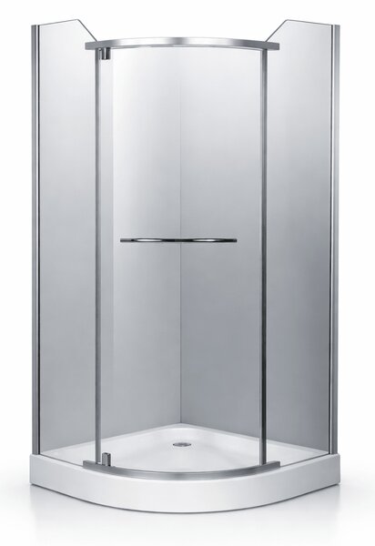 Cabina dus semi-rotunda 90x90, balama, prinderi si manere inox, sticla securizata 6mm. Cadita este inclusa in pret!