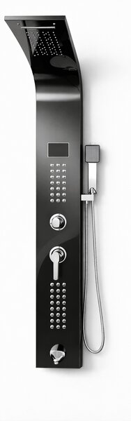 Panel de dus cu hidromasaj din inox Negru