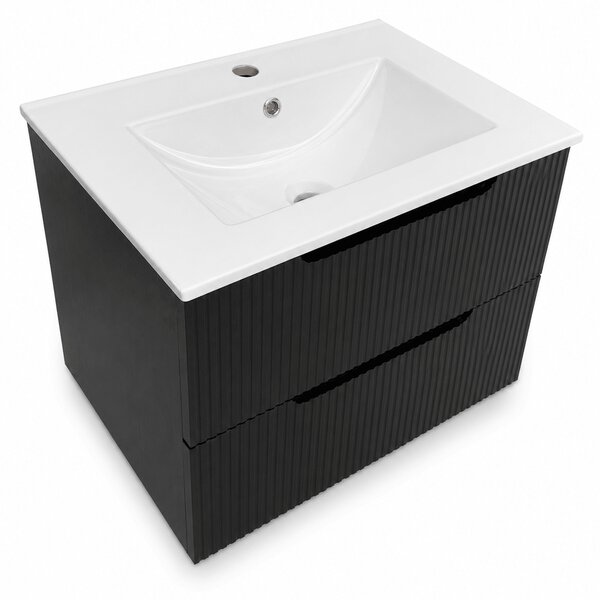 Corp Mobilier Baie Suspendat 60 cm Riflat – Nero (Negru)