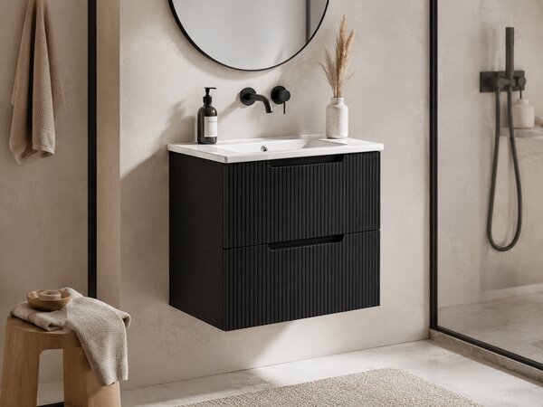 Corp Mobilier Baie Suspendat 60 cm Riflat – Nero (Negru)