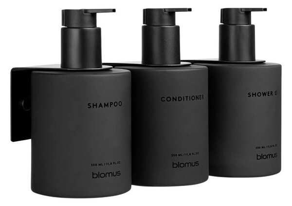 Dozatoare de săpun lichid negre 3 buc. de montat pe perete din sticlă 350 ml Kirei – Blomus