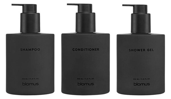 Dozatoare de săpun lichid negre 3 buc. de montat pe perete din sticlă 350 ml Kirei – Blomus