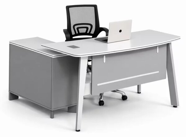 Set Velaris & FlexiPro - Birou cu dulap lateral si Scaun de birou ergonomic cu spatar mesh