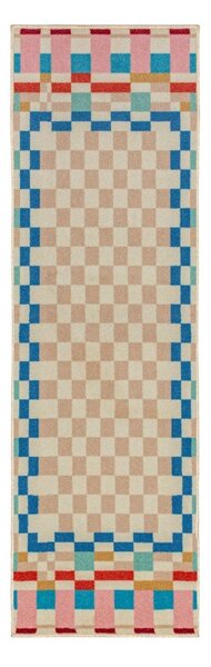 Covor tip traversă din amestesc de lână 80x300 cm Checkered Border – Flair Rugs