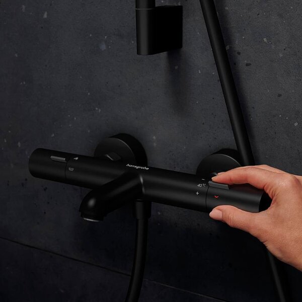 Hansgrohe Ecostat Fine baterie cadă-duș perete cu termostat negru 13325670
