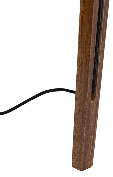 Moderne vloerlamp walnoot hout met beige bouclé kap 50cm - Tripod Classic