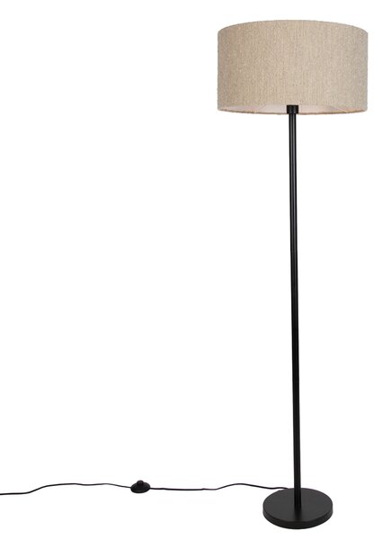 Moderne vloerlamp zwart met beige bouclé kap 50cm - Simplo