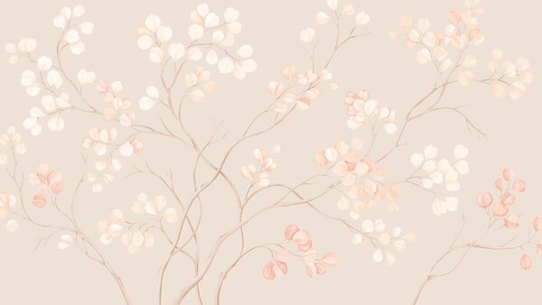Fototapet Flori delicate în nuanțe pastelate delicate, Fototapet frunze, Fototapet populare, t01115v1 - Tapeko.ro