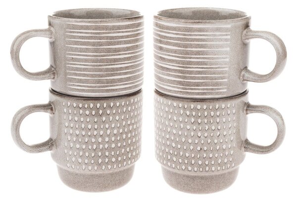 Cești maro deschis 4 buc. din ceramică 290 ml – Dakls