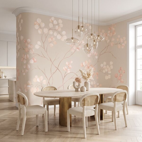 Fototapet Flori delicate în nuanțe pastelate delicate, Fototapet frunze, Fototapet populare, t01115v1 - Tapeko.ro