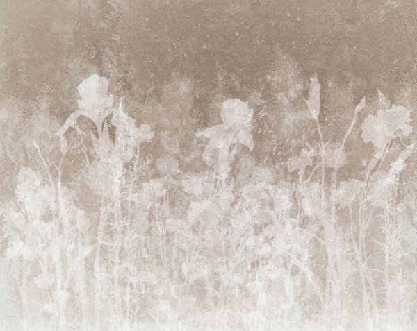 Fototapet Motiv cu flori albe pe fond gri, Fototapet abstracte, Fototapet populare - Tapeko.ro