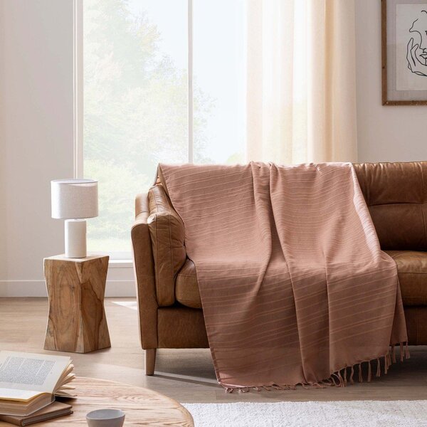 Cuvertură teracotă din bumbac 180x220 cm Lilia – douceur d'intérieur