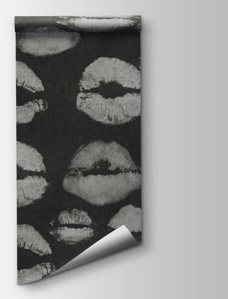 Fototapet Fundal alb-negru cu urme de ruj, Fototapet abstracte, Fototapet populare, t01086 - Tapeko.ro