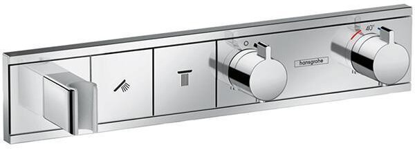 Baterie dus, Hansgrohe, RainSelect, incastrat, termostatat cu 2 functii, cu suport pentru para de dus, crom