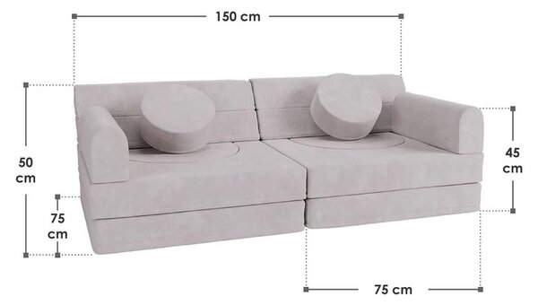 Juskys Canapea pentru copii Kayo 150x75x50 cm - bej