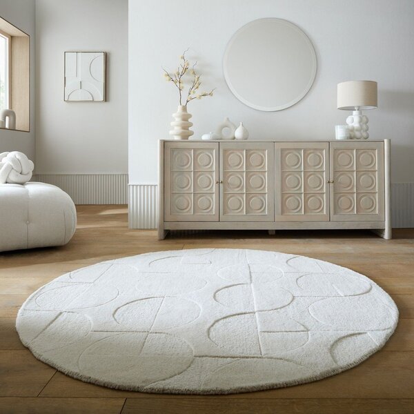 Covor fildeș țesut manual rotund din lână ø 160 cm Gigi – Flair Rugs