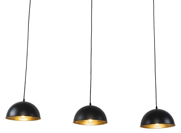 Lampă suspendată inteligentă neagră cu auriu cu 3 lumini inclusiv Wifi A60 - Magnax