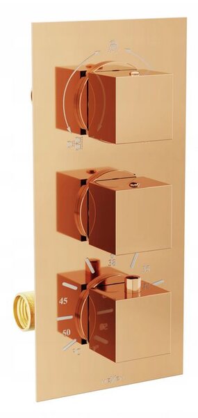 Mexen CUBE - Set de duș ascuns cu 3 ieșiri 7 în 1, aur roz, 77503-set