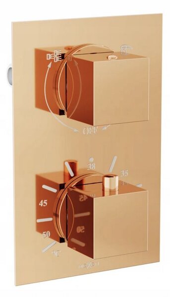 Mexen CUBE - Set de duș ascuns cu 2 ieșiri 6 în 1, auriu roz, 5907709105784