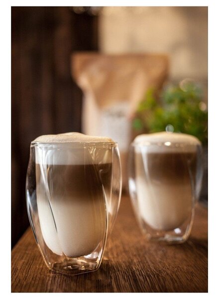 Set 2 pahare cu perete dublu Vialli Design Latte, 300 ml
