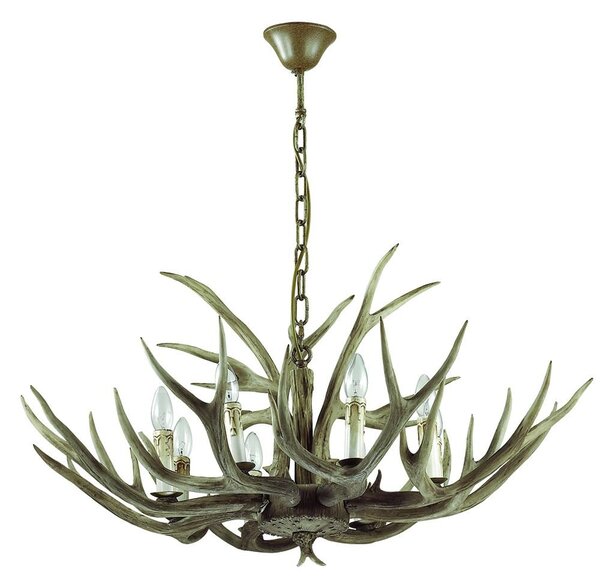 Candelabru rustic cu brate in forma de coarne de cerb, fabricat manual, CHALET SP8 115504