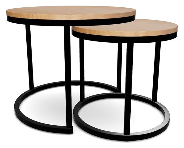 Set 2 masute cafea AMARO, stejar/negru