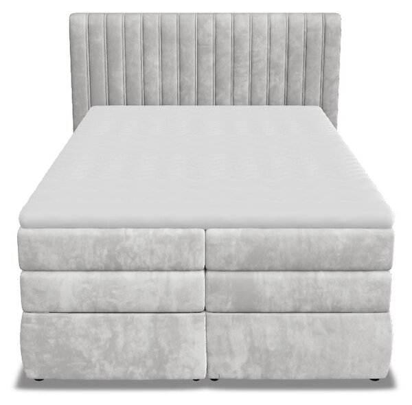 Pat boxspring MINOLA 160x200, stofa catifelata crem - Riviera 21, cu s