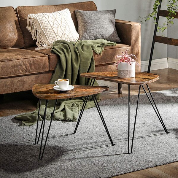 Masute de cafea design TAYLOR set 2 buc, rustic maro