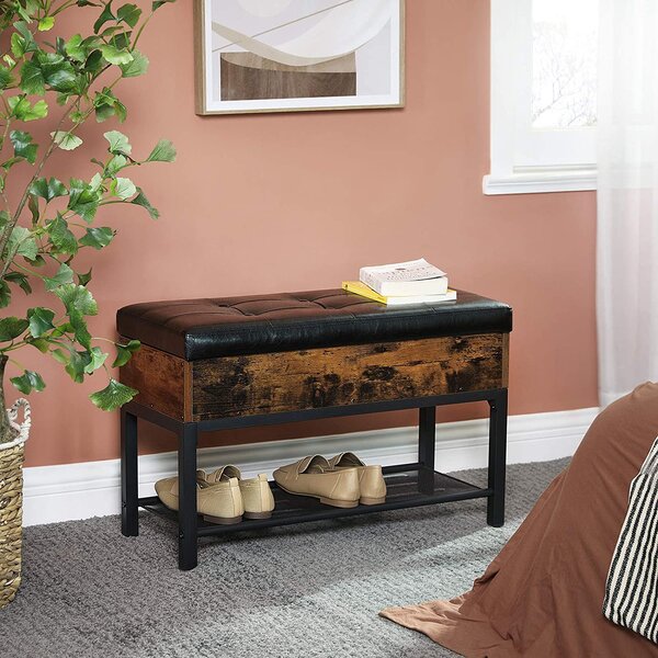 Banca cu pantofar TAYLOR 70x30 cm, maro rustic/negru