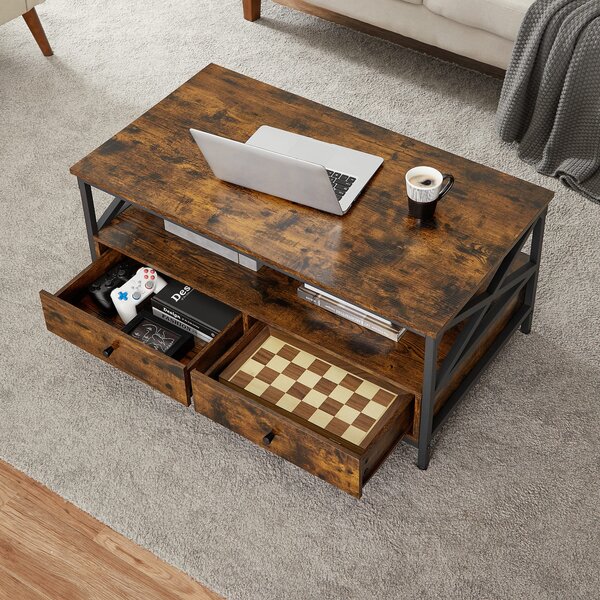Masuta de cafea TAYLOR 100x55 cm cu sertare, rustic maro