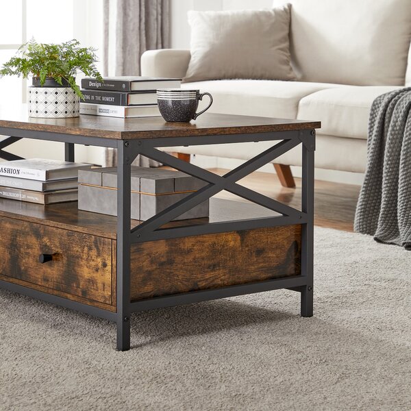Masuta de cafea TAYLOR 100x55 cm cu sertare, rustic maro