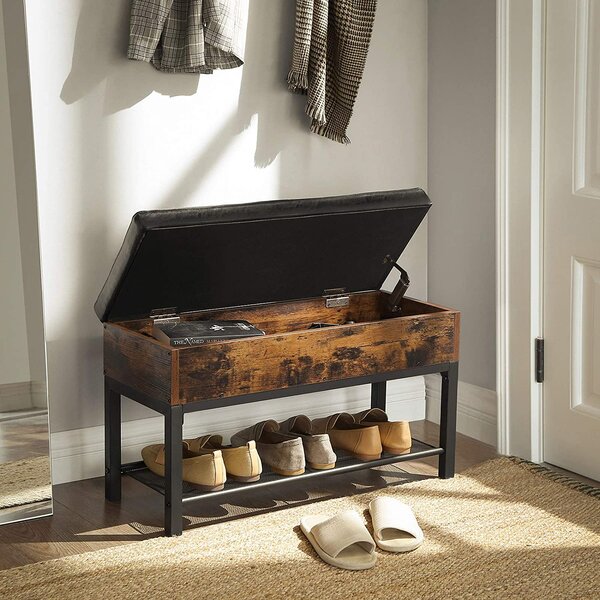 Banca cu pantofar TAYLOR 70x30 cm, maro rustic/negru