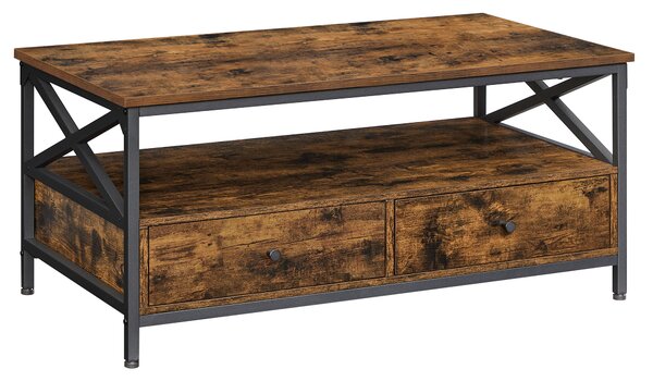 Masuta de cafea TAYLOR 100x55 cm cu sertare, rustic maro