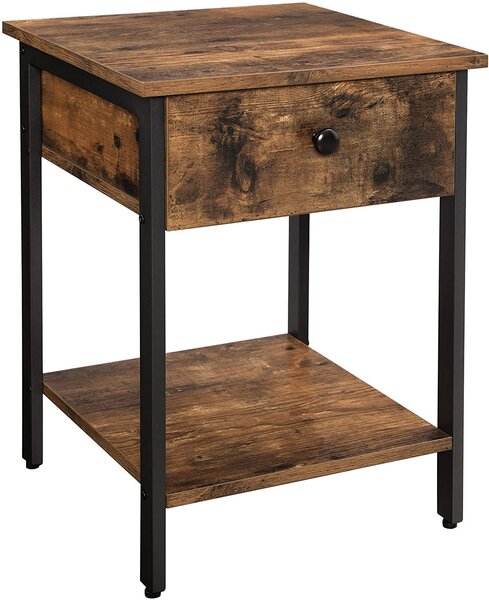 Masuta cu sertar TAYLOR 40x40 cm, rustic maro