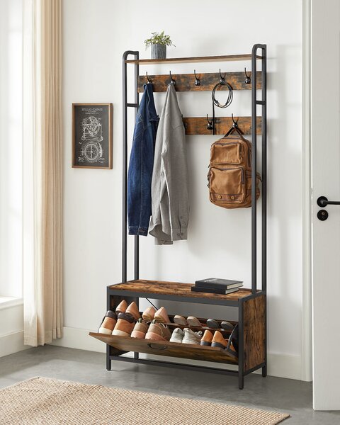 Panou de hol TAYLOR cu dulap de pantofi 180x85 cm, maro rustic